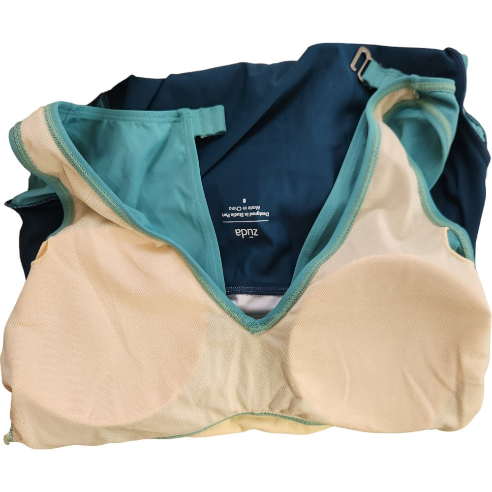 Zuda Colorblocked V-Neck One Piece Womens Swimsuit Teal‎ Blue Size 8 NWOT - Picture 15 of 16